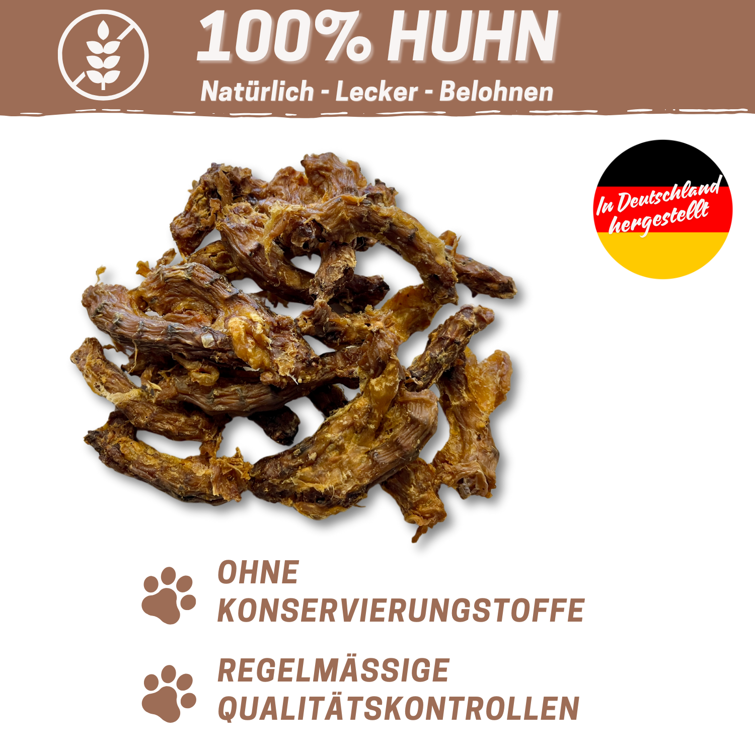 Hühnerhälse 1kg - Premium Kausnack - Zahnpflege - 100% Geflügel - Deutsche Herstellung - Getreidefrei