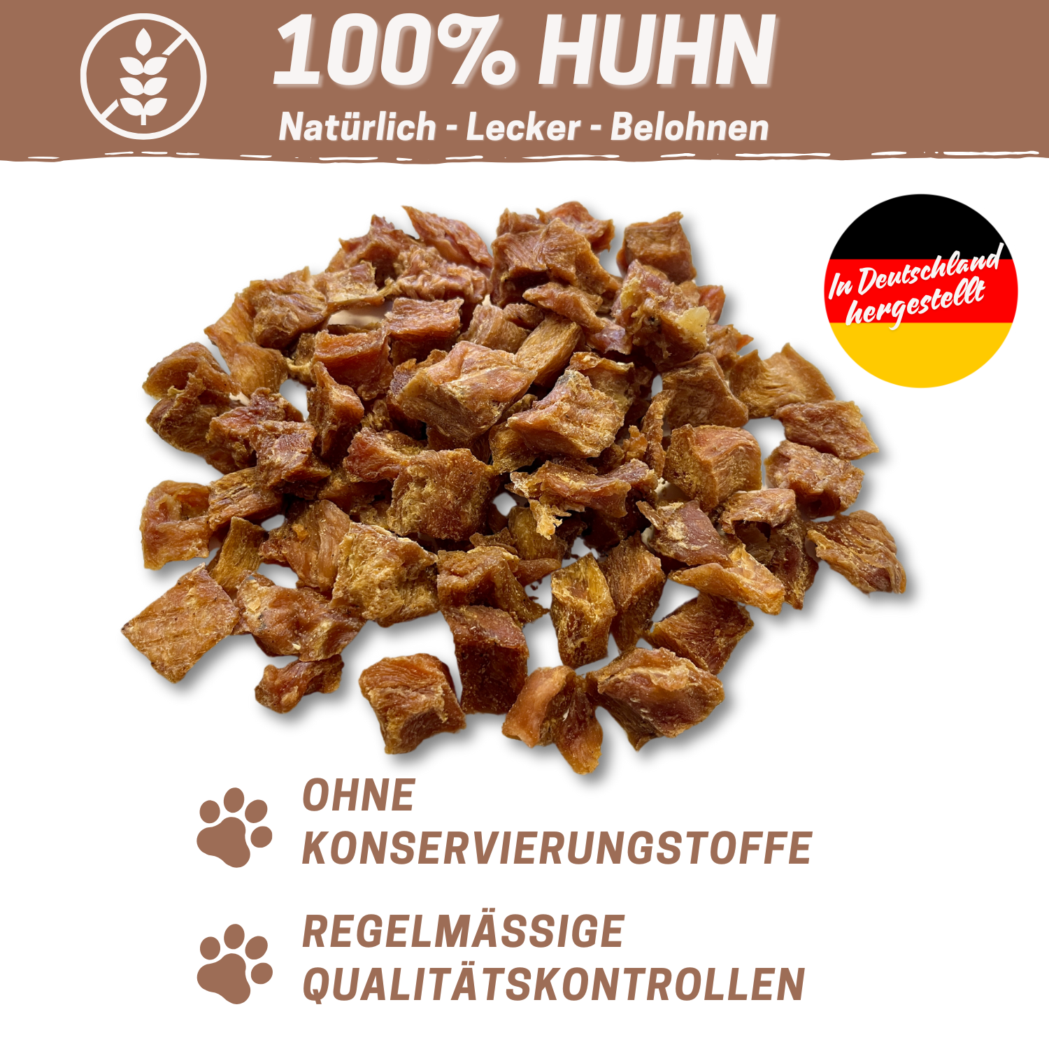 Trainingshappen Huhn 1kg - Premium Kausnack - Zahnpflege - 100% Geflügel - Deutsche Herstellung - Getreidefrei