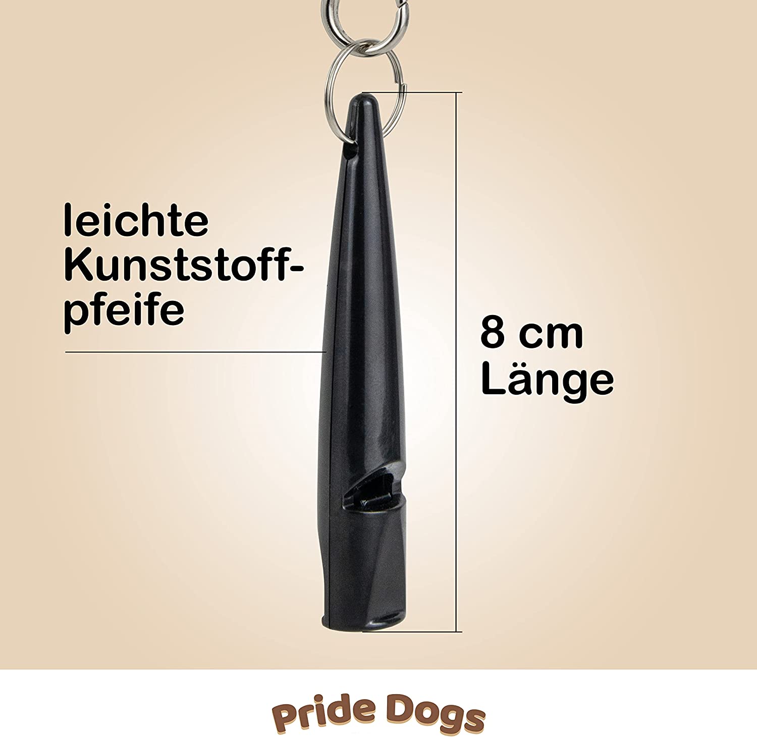 PrideDogs Hundepfeife mit Pfeifenband - Perfekt für Hundeerziehung - Hochfrequenz - SCHWARZ