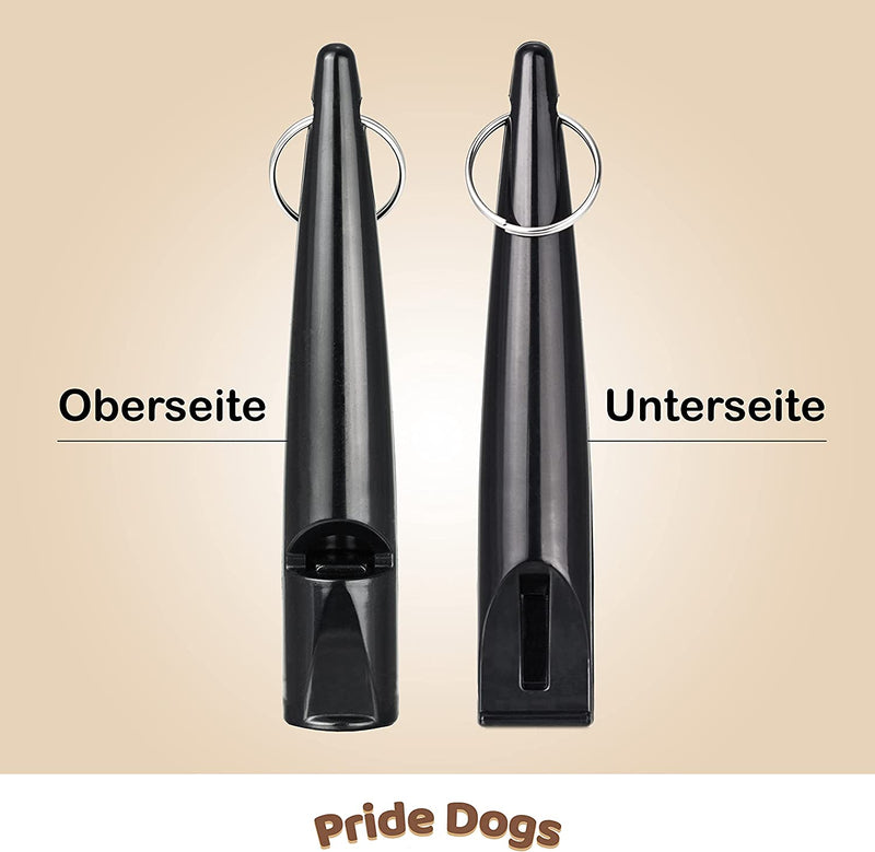 PrideDogs Hundepfeife mit Pfeifenband - Perfekt für Hundeerziehung - Hochfrequenz - SCHWARZ