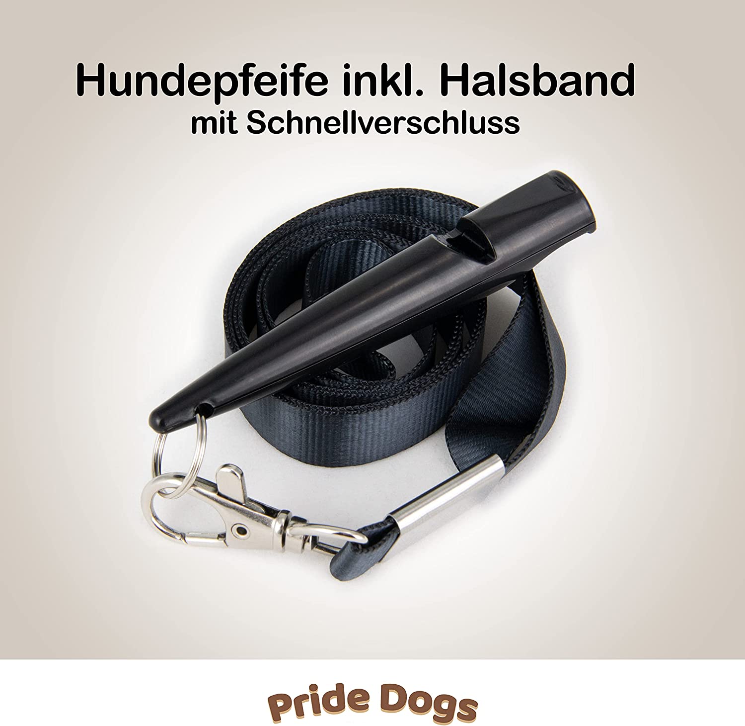 PrideDogs Hundepfeife mit Pfeifenband - Perfekt für Hundeerziehung - Hochfrequenz - SCHWARZ